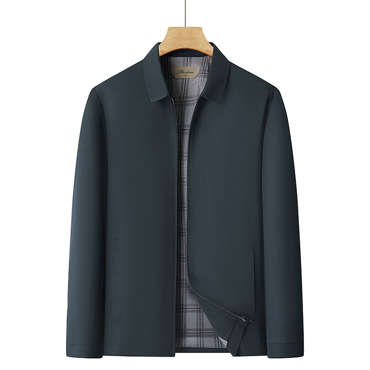 Men's lightweight transitional jacket with checked lining and concealed zipper Mune Fashion