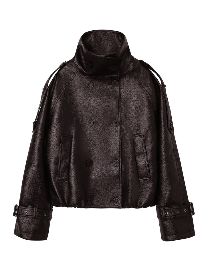 Ladies Fashionable Oversized Leather Jacket Mune Fashion