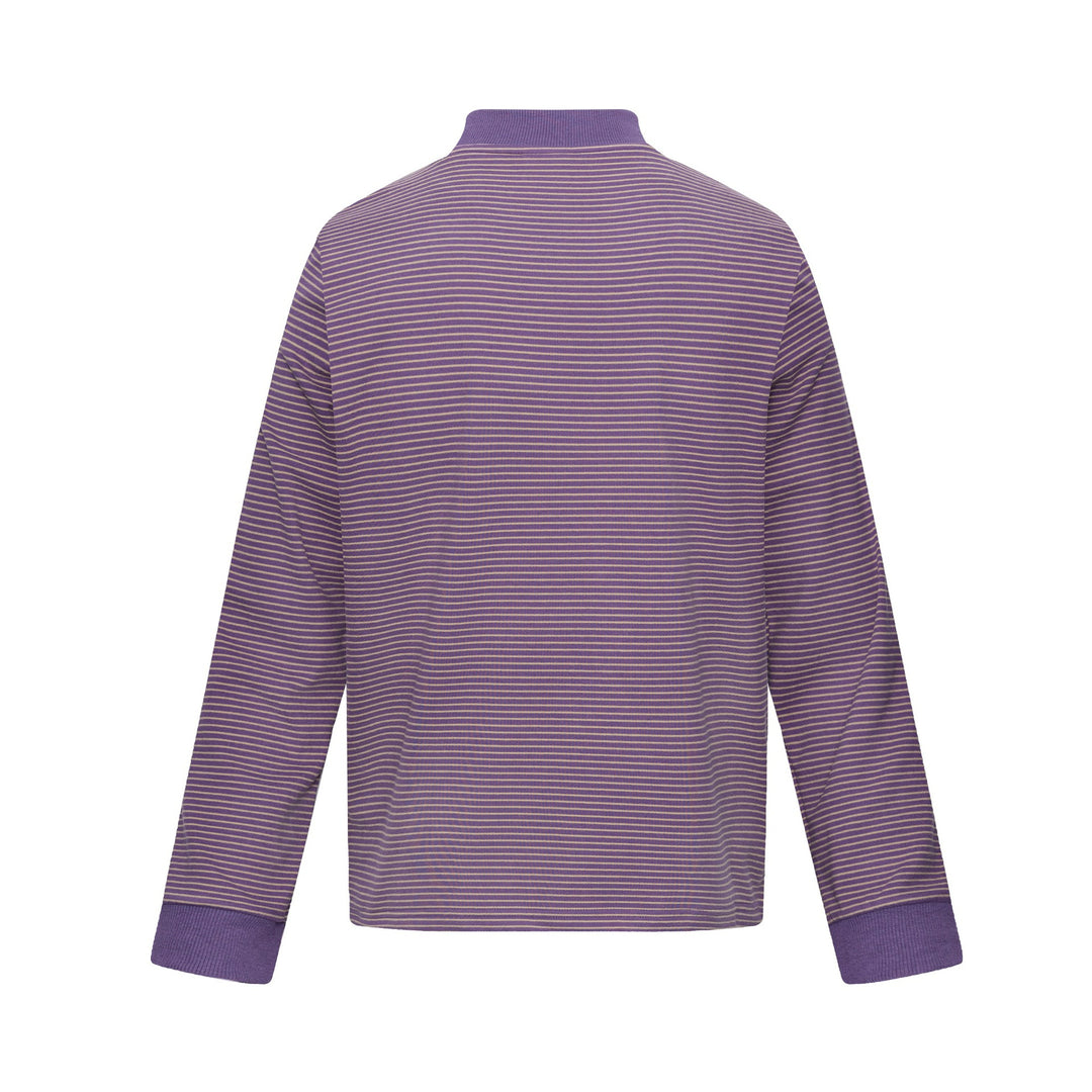 Unisex Striped Long Sleeve with Stand Collar, Oversize Cut and Cat Print Mune Fashion