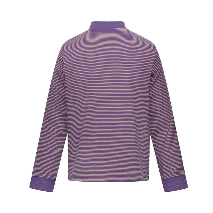 Unisex Striped Long Sleeve with Stand Collar, Oversize Cut and Cat Print Mune Fashion