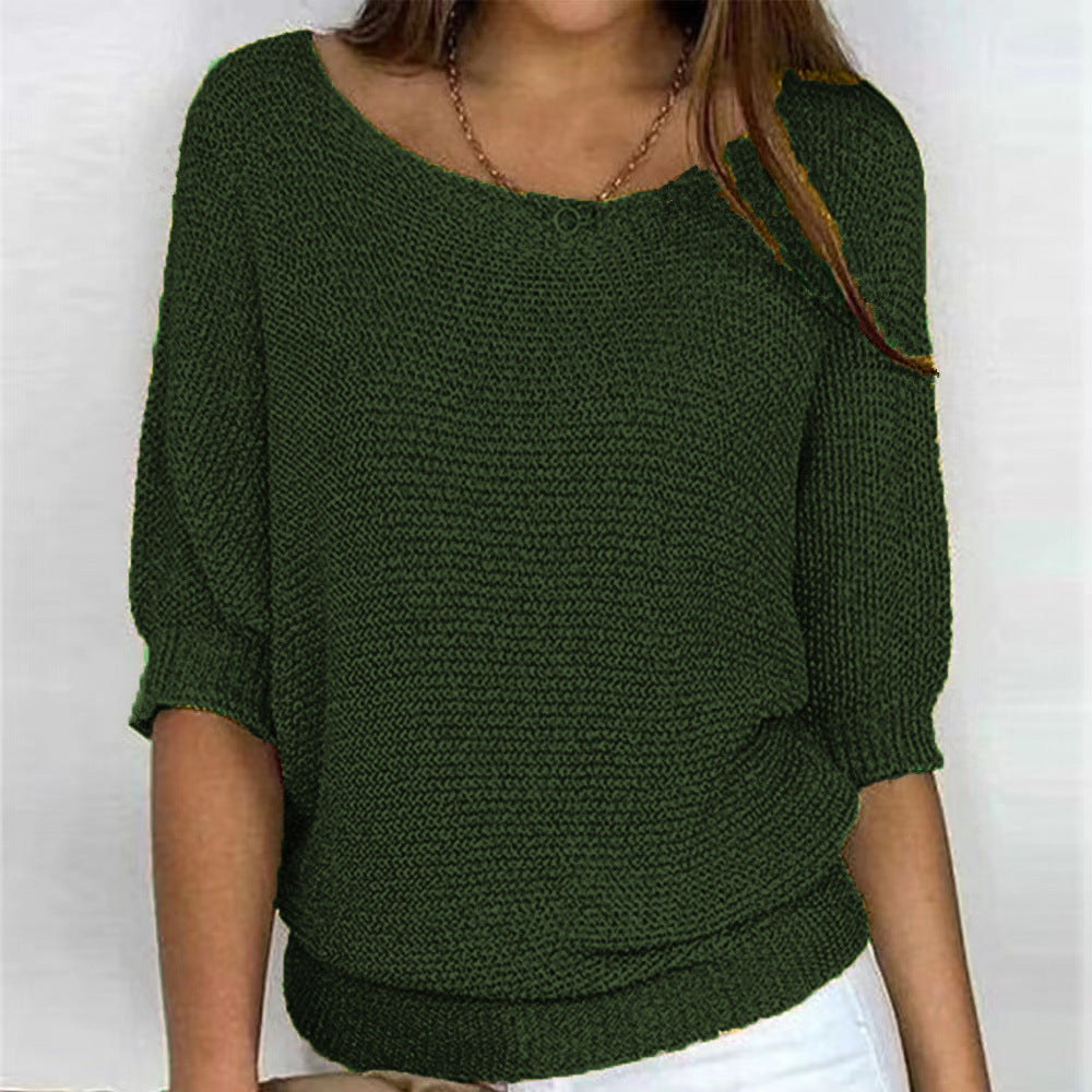 Ladies nan lightweight casual fine knit pullover with wide neckline Mune Fashion
