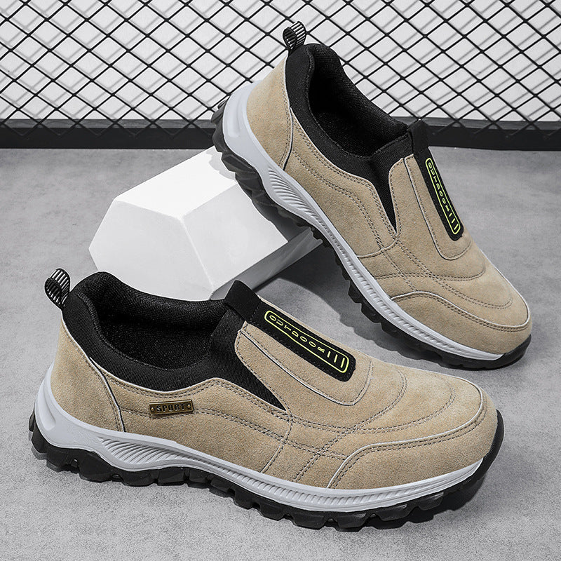 Men's slipper sneaker in suede leather look with non-slip tread sole Mune Fashion
