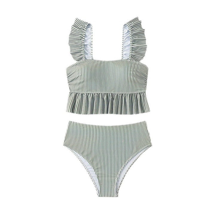 Women's beach tankini with ruffle design and high-waist pants Mune Fashion