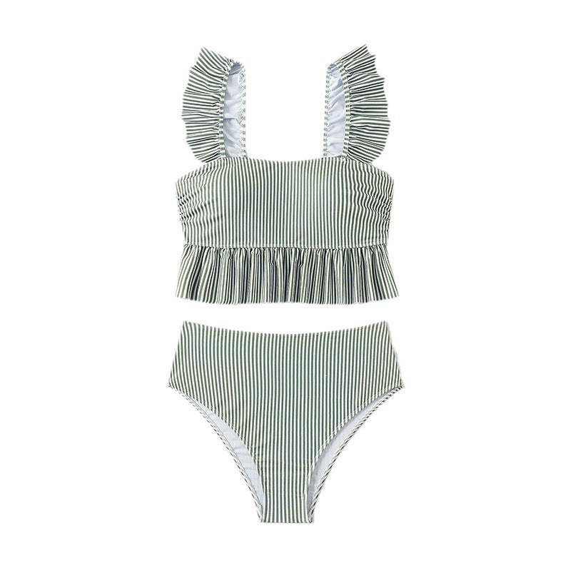 Women's beach tankini with ruffle design and high-waist pants Mune Fashion