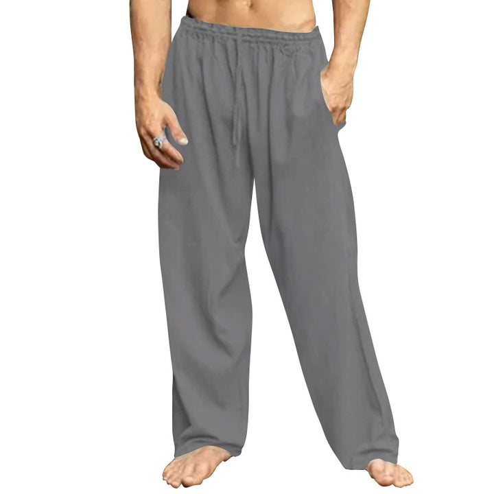 Men's relaxed trousers with wide leg elastic drawstring waistband and side pockets Mune Fashion