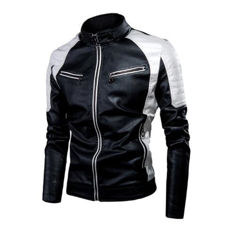 Men's Stylish Biker Jacket with Quilted Accents Mune Fashion