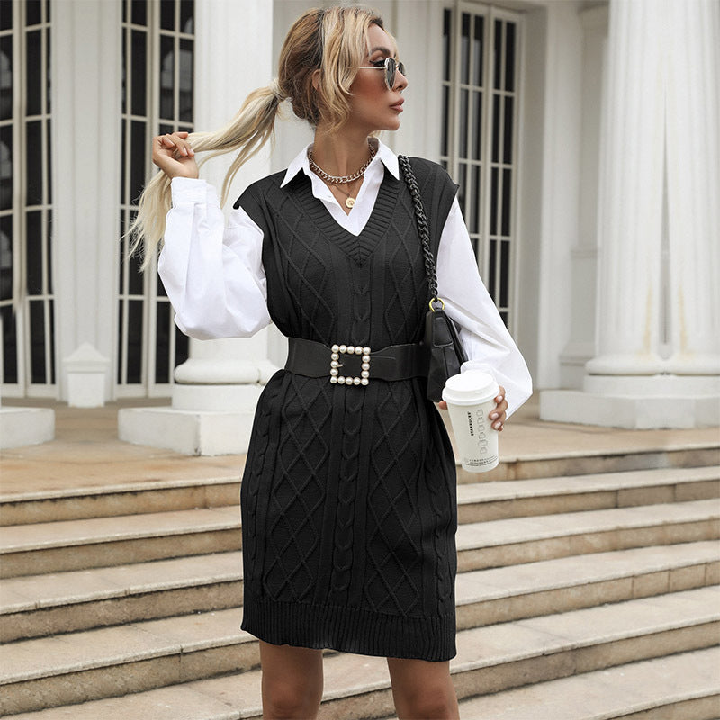 Women Casual Knit Sweater Dress Mune Fashion
