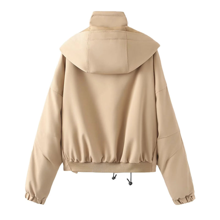Women's short padded hooded jacket with wide boxy cut and elastic hem Mune Fashion