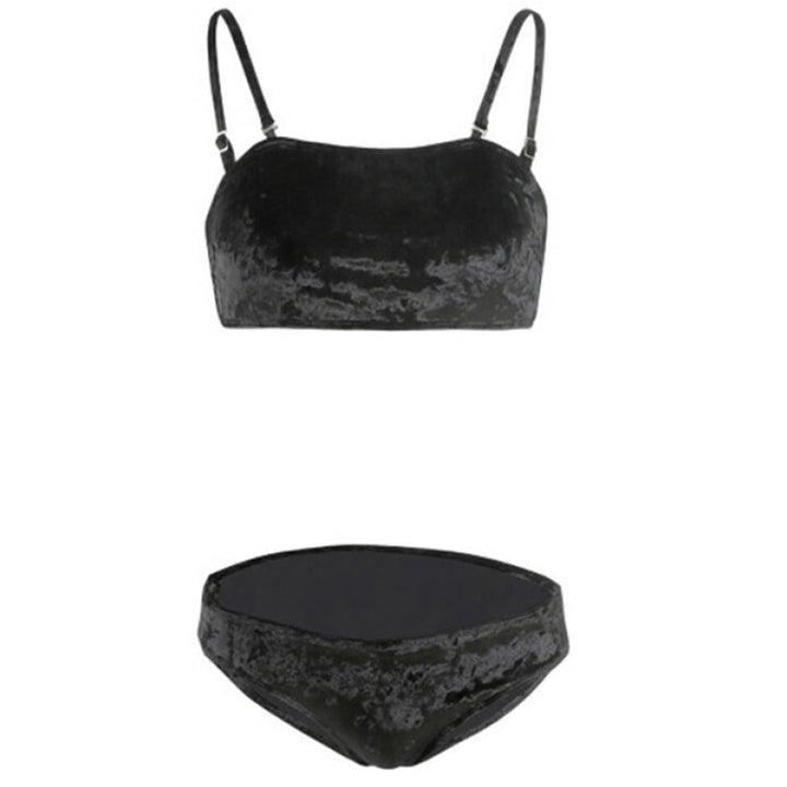 Women's bikini set with luxurious velvet design and adjustable straps Mune Fashion