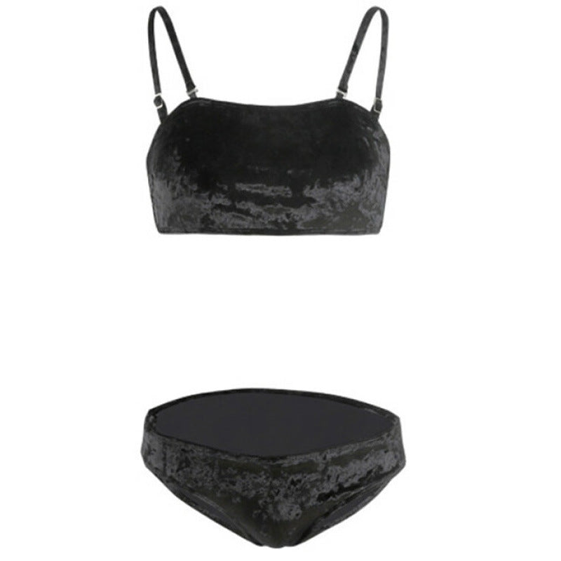 Women's bikini set with luxurious velvet design and adjustable straps Mune Fashion