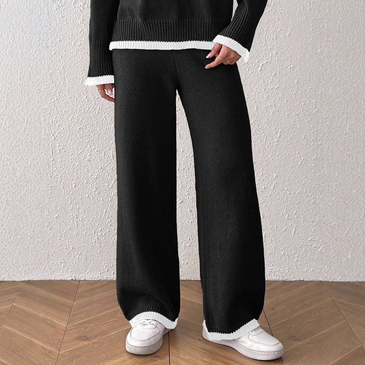 Women's casual knit pants with contrasting cuffs Mune Fashion