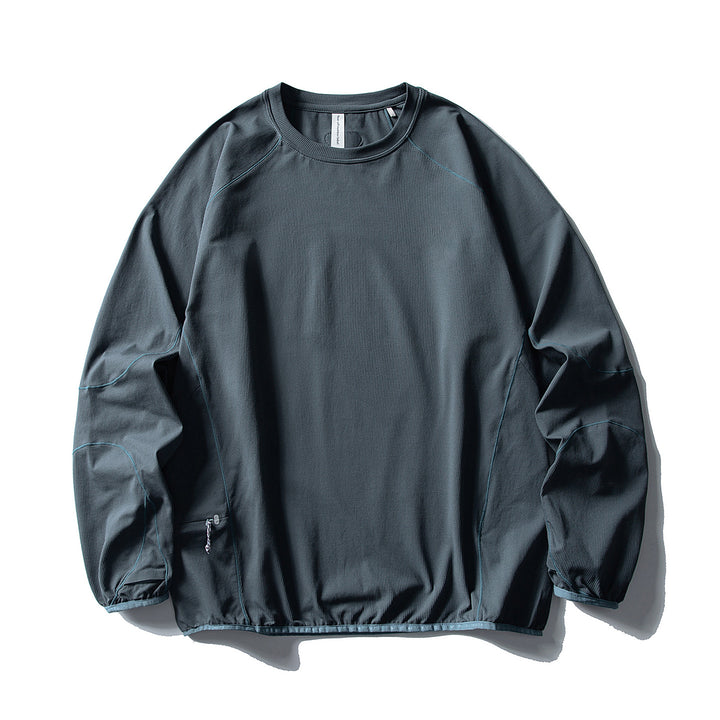 Unisex Technical Oversized Crew Neck Sweater with Flatlock Seams and Side Zipper Pocket Mune Fashion