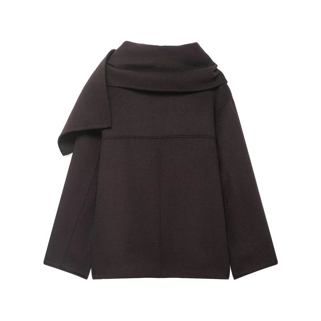 Women nan oversized wool coat with voluminous shawl collar and concealed button placket Mune Fashion