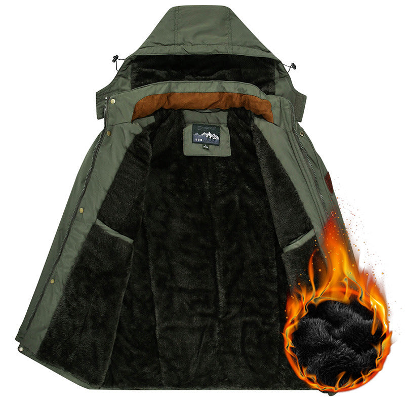 Men's insulated hooded parka with Sherpa lining, windproof front and multifunctional pockets Mune Fashion