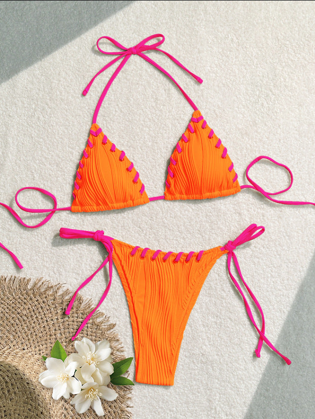 Women's triangle bikini with contrasting lacing details Mune Fashion