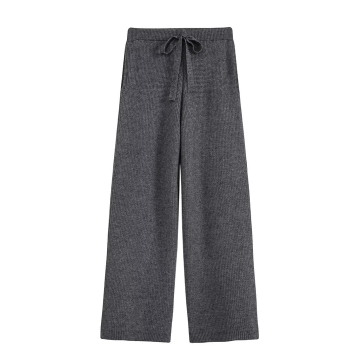 Women's Two-Piece Knit Set with Zipper Cardigan, Stand Collar and Wide Leg Trousers