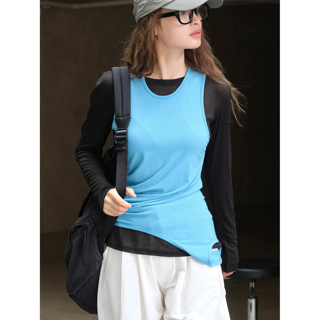 Women Asymmetrical Layering Top with Extended Hem Mune Fashion