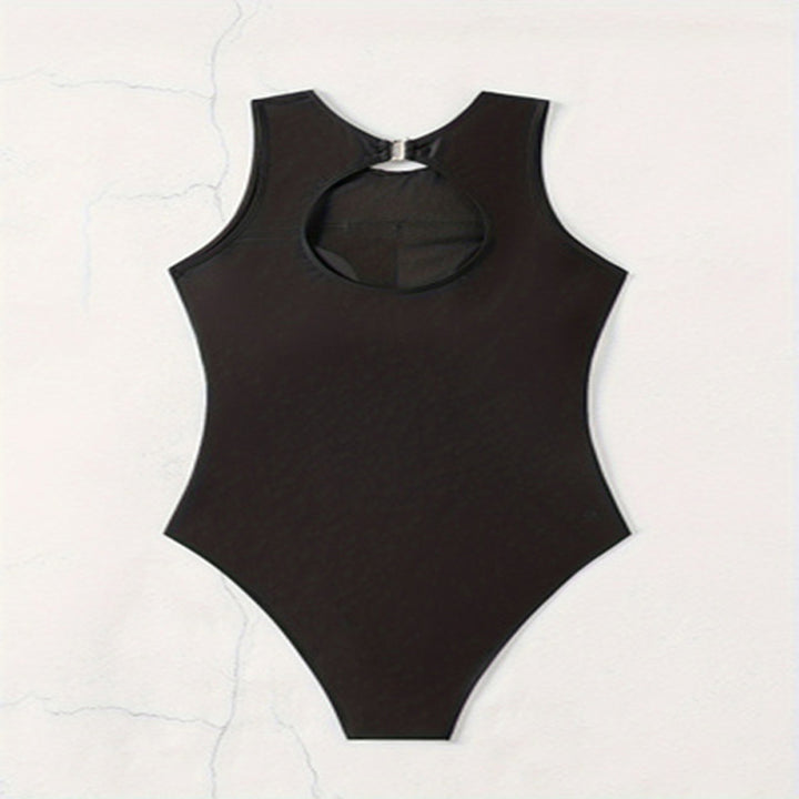 Women's One-Piece Swimsuit with sporty zipper and stylish color block design Mune Fashion