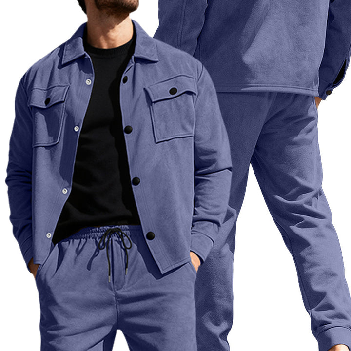 Men's Nan Shirt Jacket with Flap Pockets and Straight Cut Chino Pants Mune Fashion
