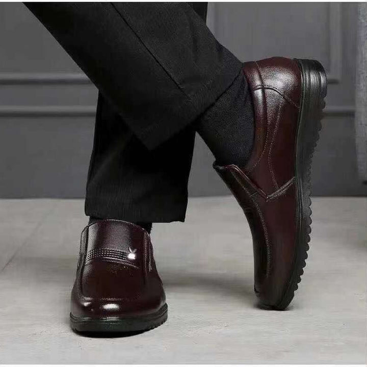 Men's Elegant Leather-Look Slip-On with Non-Slip Profile Sole Mune Fashion