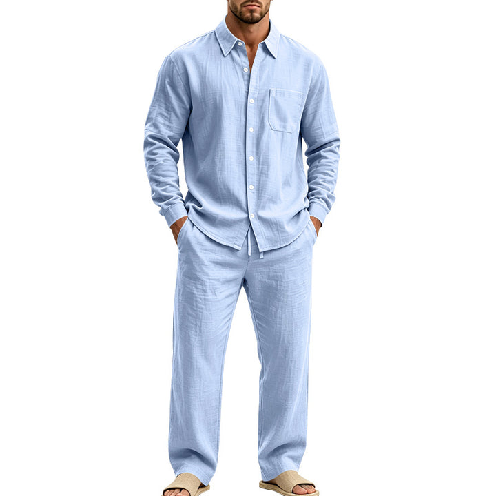 Men's Relaxed Linen Shirt and Wide Loungewear Pants Mune Fashion