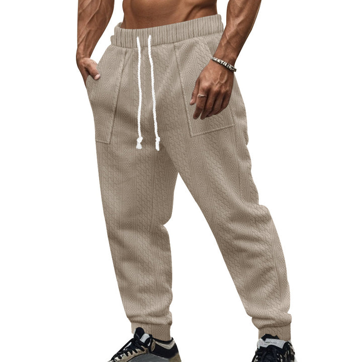 Men's cable knit joggers with drawstring waistband and patch pockets Mune Fashion