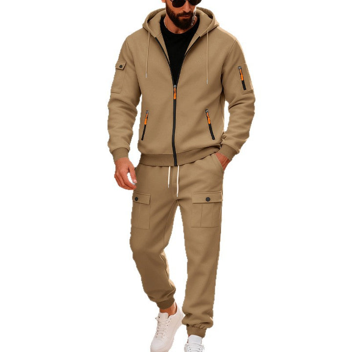 Men's urban hooded tracksuit made of cotton blend with cargo pockets and functional zippers Mune Fashion