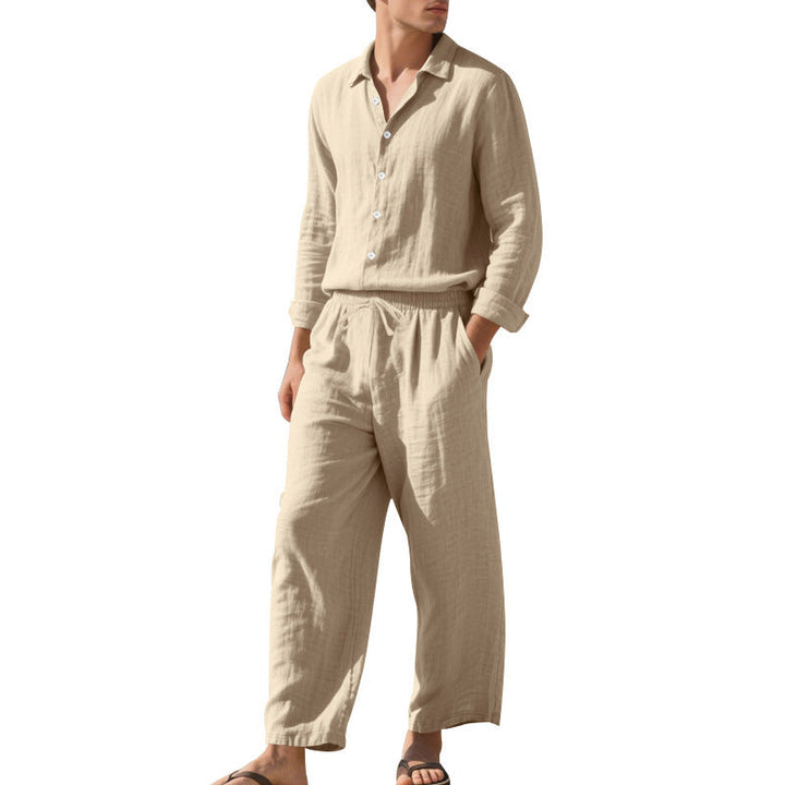 Men's Casual Linen Suit with Elastic Waistband and Comfort Fit Mune Fashion