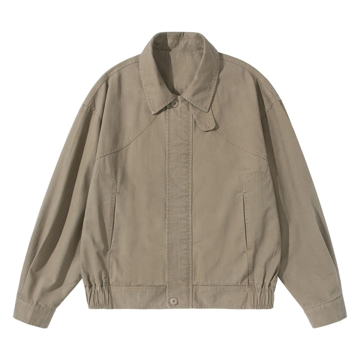 Unisex Short-Cut Utility Blouson with Shirt Collar and Elastic Hem Mune Fashion