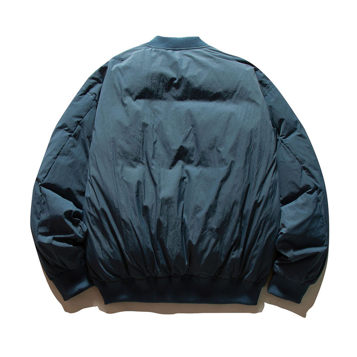 Men's Voluminous Boxy Bomber Jacket with Padded Insulation and Subtle Chest Zipper Pocket Mune Fashion