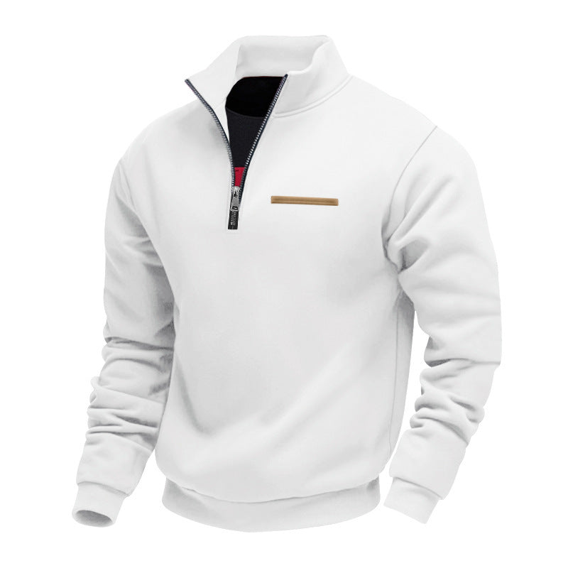 Men's Nan Sweatshirt with Half Zip, Stand Collar and Chest Welt Pocket Mune Fashion