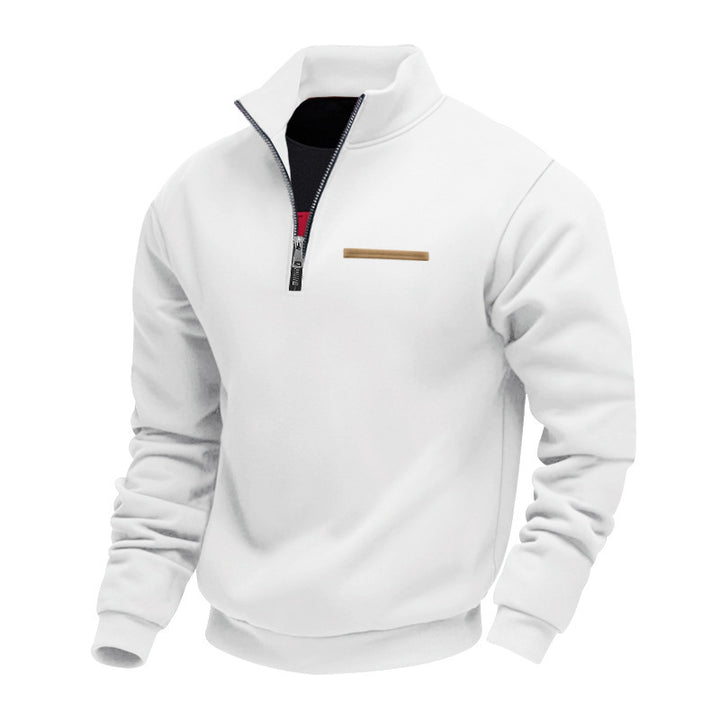 Men's Nan Sweatshirt with Half Zip, Stand Collar and Chest Welt Pocket Mune Fashion