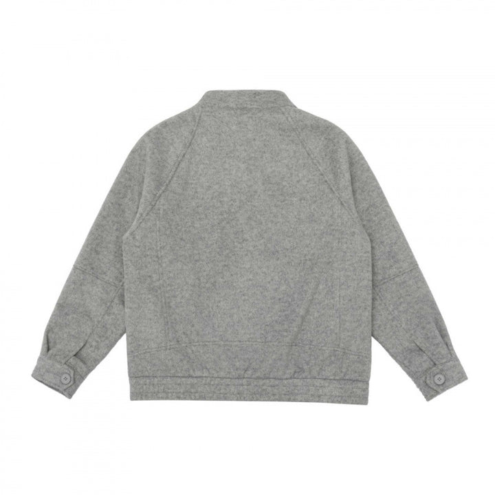 [Unisex] Boxy Wool Blend Zip Jacket in Overshirt Style with Short Stand-Up Collar Mune Fashion