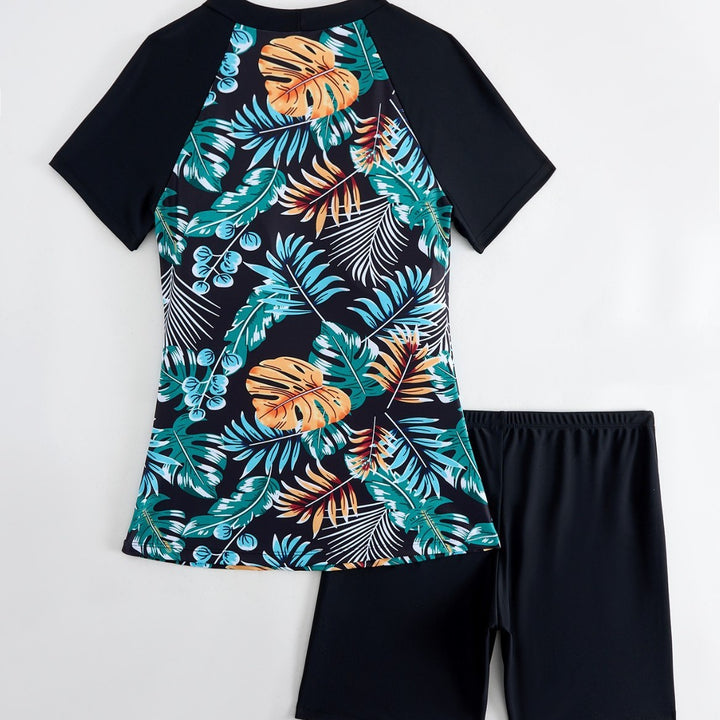 Women’s Athletic Rashguard with Fashionable Floral Pattern Mune Fashion