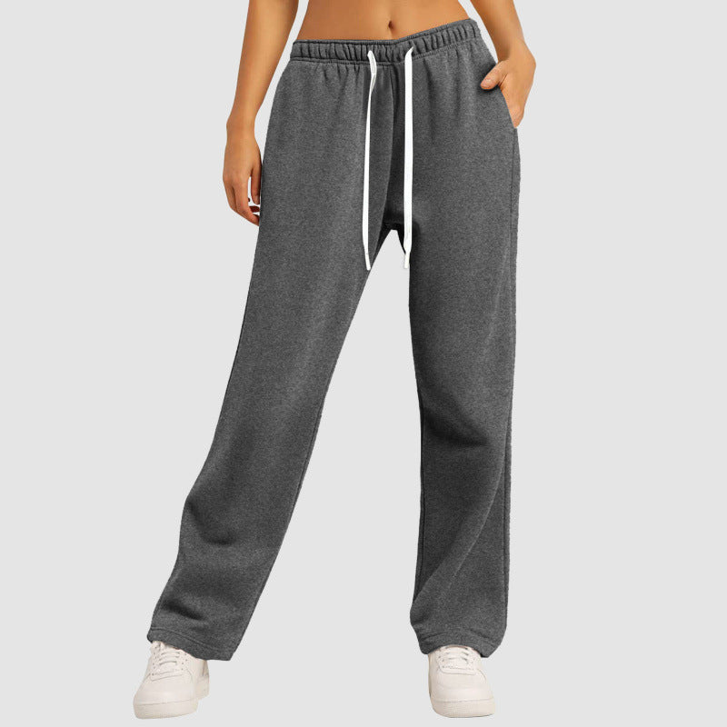 Women's casual lounge pants with straight leg extra long drawstring and deep crotch Mune Fashion