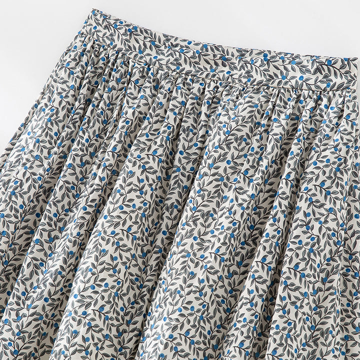 Women's midi skirt with pleated look, gathered waistband and floral print Mune Fashion