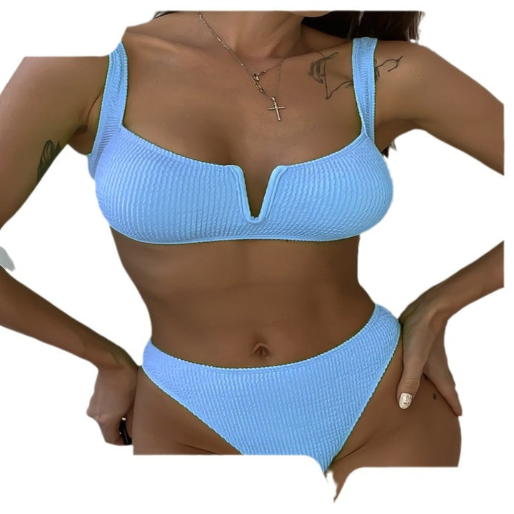 Women Triangle Bikini with Deep V-Neck and Comfortable Cut Mune Fashion
