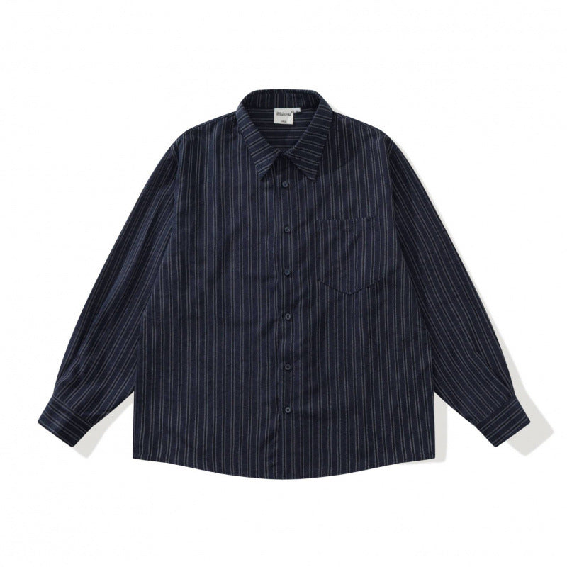 Unisex Oversized Striped Shirt in Relaxed Fit with Chest Pocket Mune Fashion