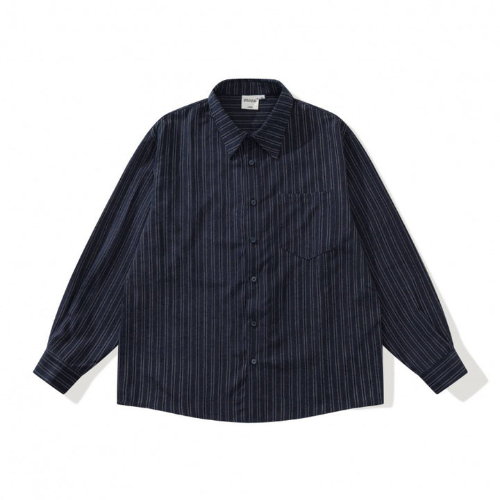Unisex Oversized Striped Shirt in Relaxed Fit with Chest Pocket Mune Fashion