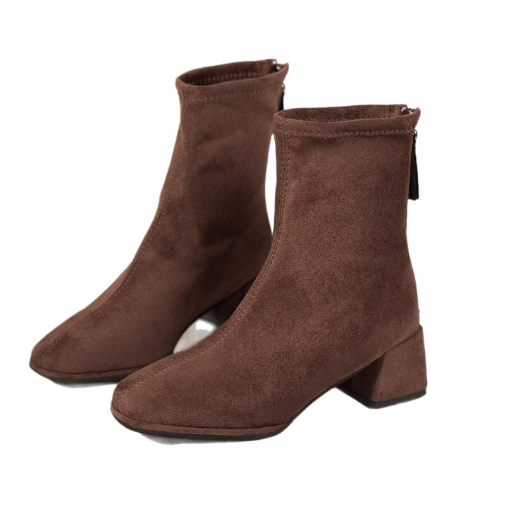 Women Elegant Suede Ankle Boots Mune Fashion