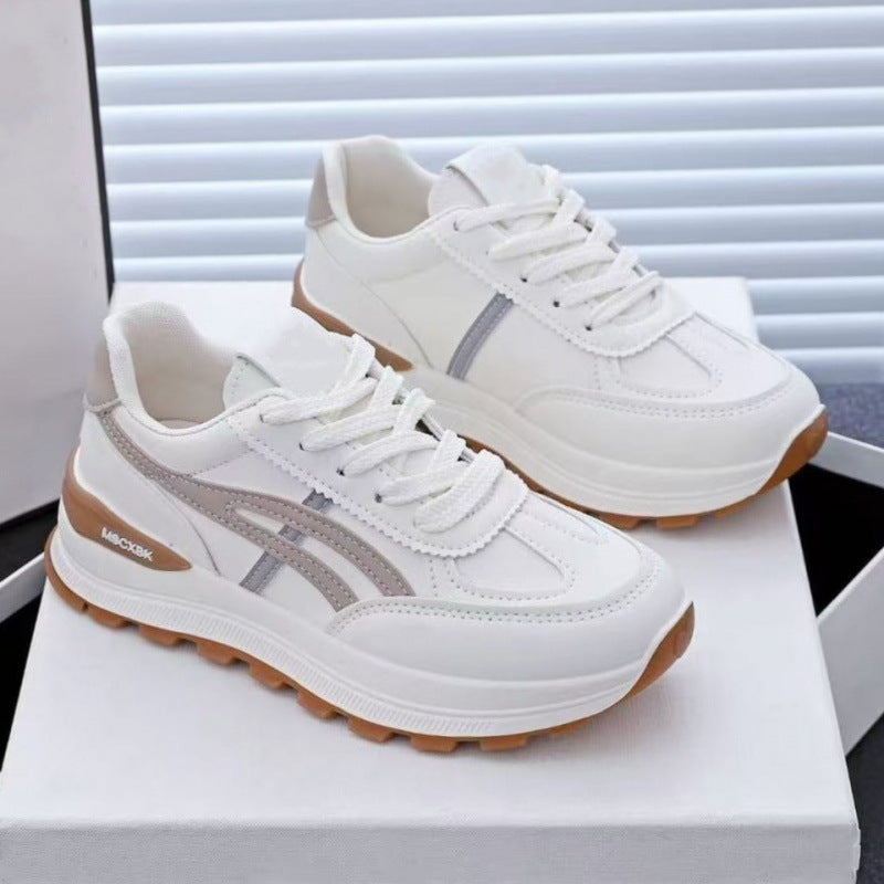 Women's Voluminous Platform Sneakers with Slip-Resistant Rubber Sole and Side Decorative Stripes Mune Fashion
