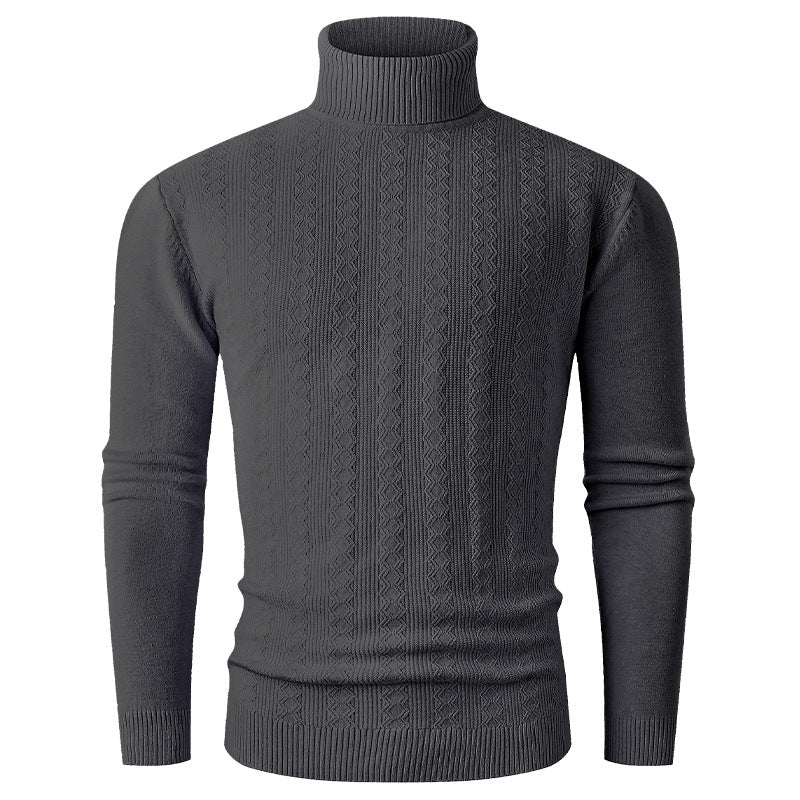 Men's turtleneck sweater made of fine knit with cable pattern and slim silhouette Mune Fashion