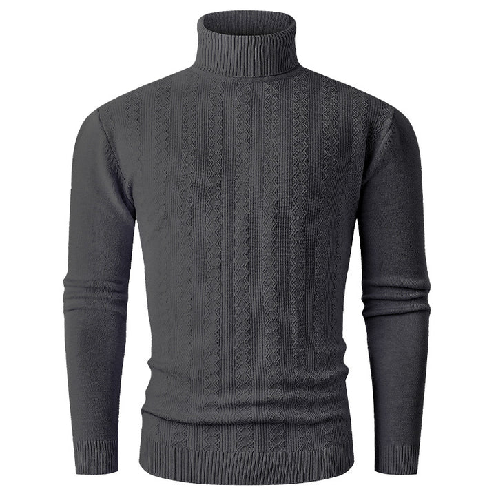 Men's turtleneck sweater made of fine knit with cable pattern and slim silhouette Mune Fashion