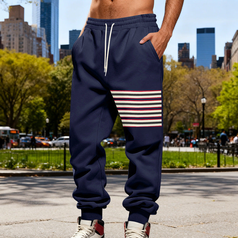 Men's Relaxed-Fit Jogging Pants with Side Stripe Application, Drawstring & Ribbed Cuffs Mune Fashion