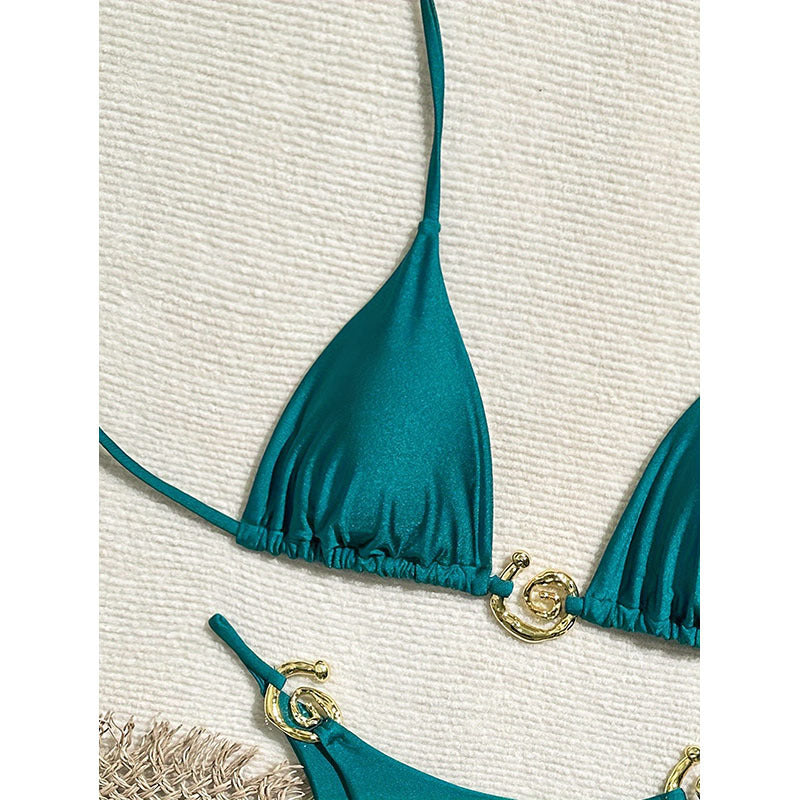Women Triangle Bikini with Elegant Gold Details Mune Fashion