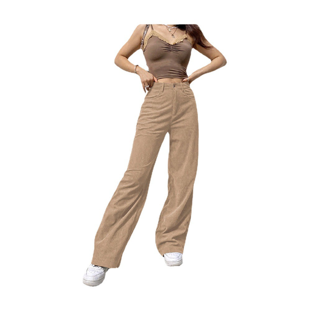 Women's high-waisted wide waistband pants in retro style Mune Fashion