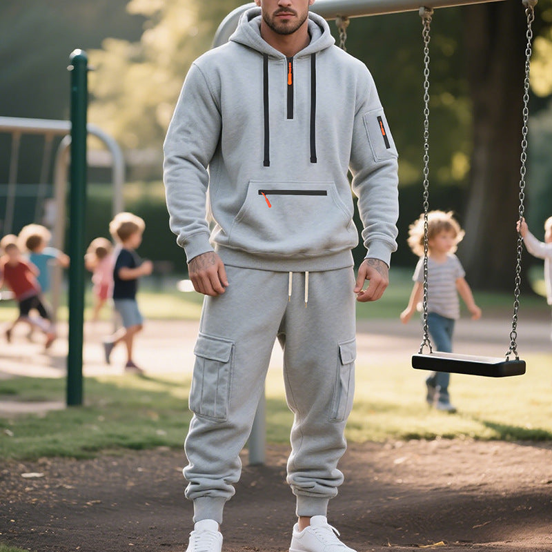 Men's Urban Cargo Tracksuit with Hooded Hoodie and Zipper Pockets Mune Fashion