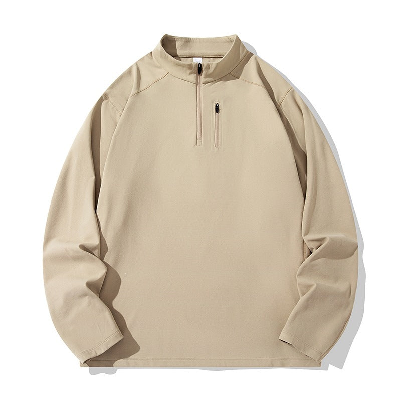 Men's Performance Half-Zip Training Pullover with Stand-Up Collar & Chest Zipper Mune Fashion