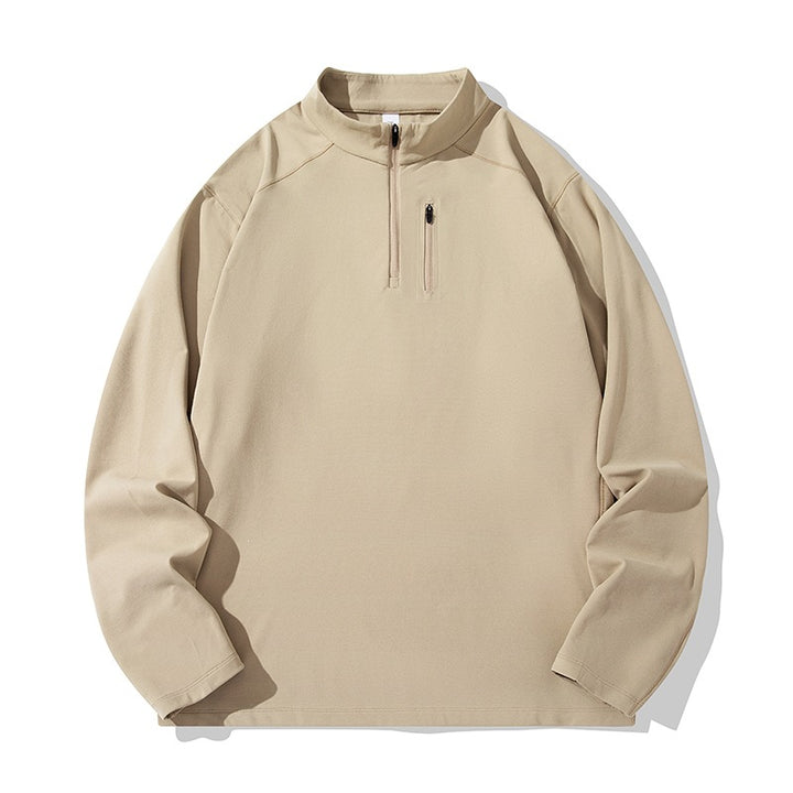 Men's Performance Half-Zip Training Pullover with Stand-Up Collar & Chest Zipper Mune Fashion
