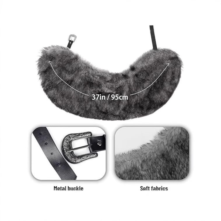 Women's Short Shoulder Cape made of high-quality faux fur with decorative buckle Mune Fashion